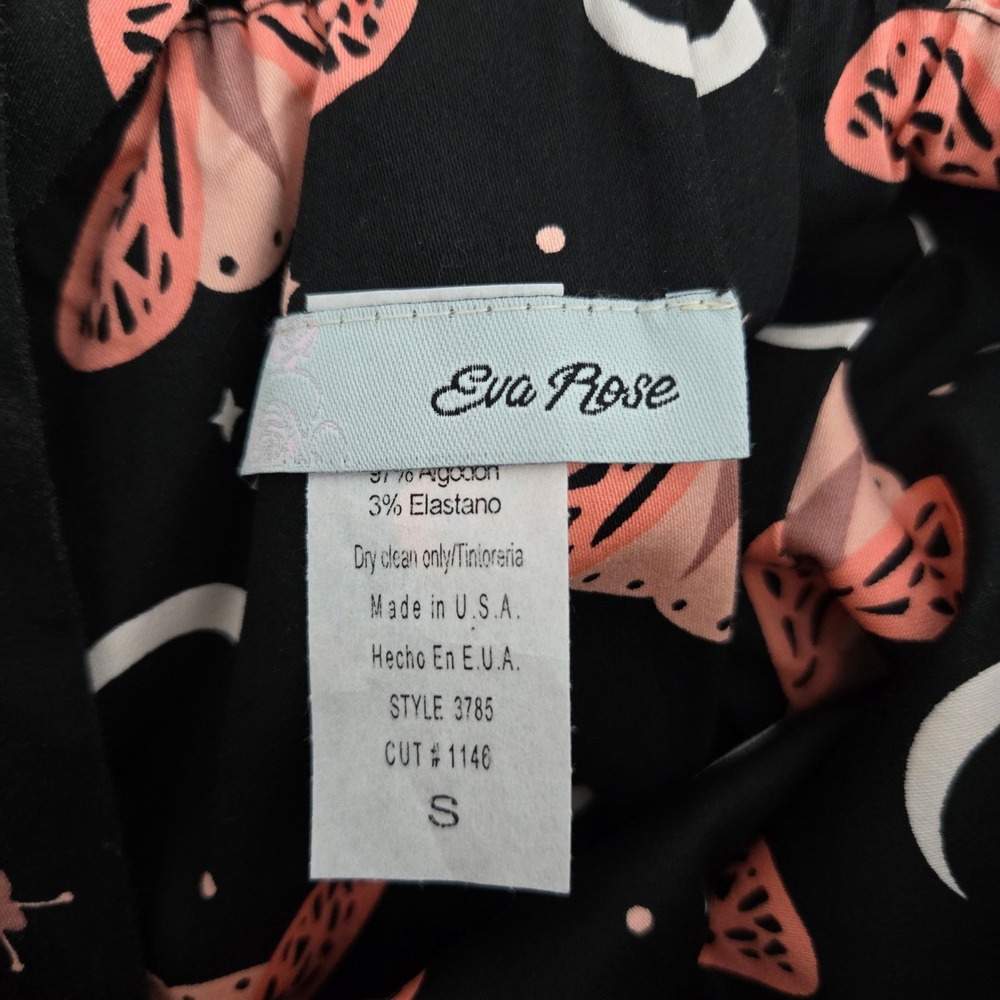 Eva Rose Black Moth Moon Celestial Fit Flare Dress Style 3785 Womens Small - Picture 2 of 8